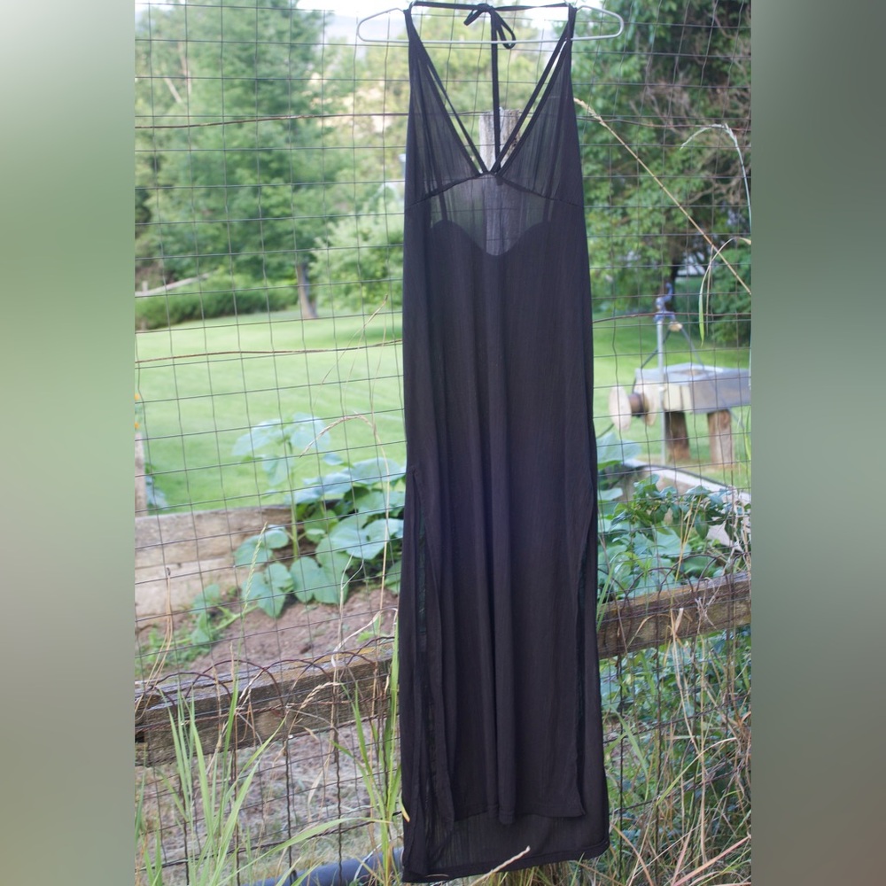 Elegant Black Sheer Maxi Slip